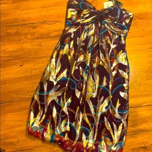 NWT Nicole Miller strapless silk dress